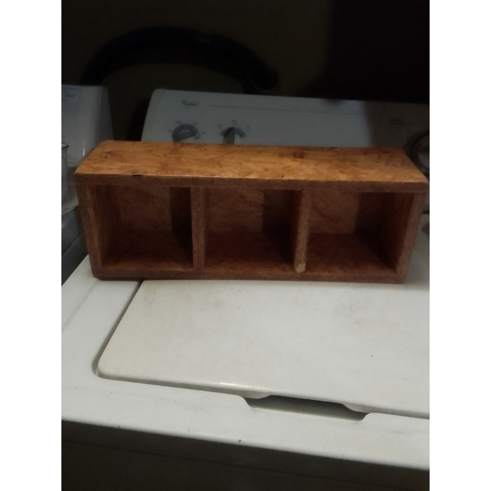 Handcrafted Wood 3 Compartment Shelf/ Box Initials Carved In It K O H Demensions - Picture 12 of 12